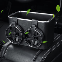 Car armrest storage box with 2 foldable cup holder