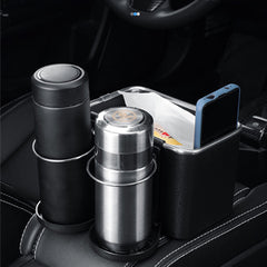 Car armrest storage box with 2 foldable cup holder