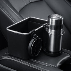 Car armrest storage box with 2 foldable cup holder