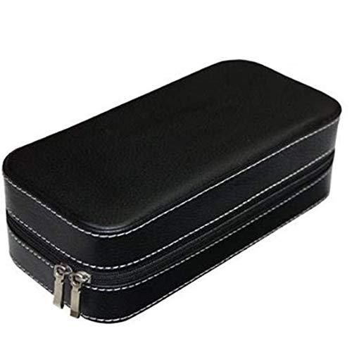 SorageMart 2 Slot Black PU Leather Watch case Travel Watch Box, 8.5 X 5.6 X 17.5 cm, Black - StorageMart