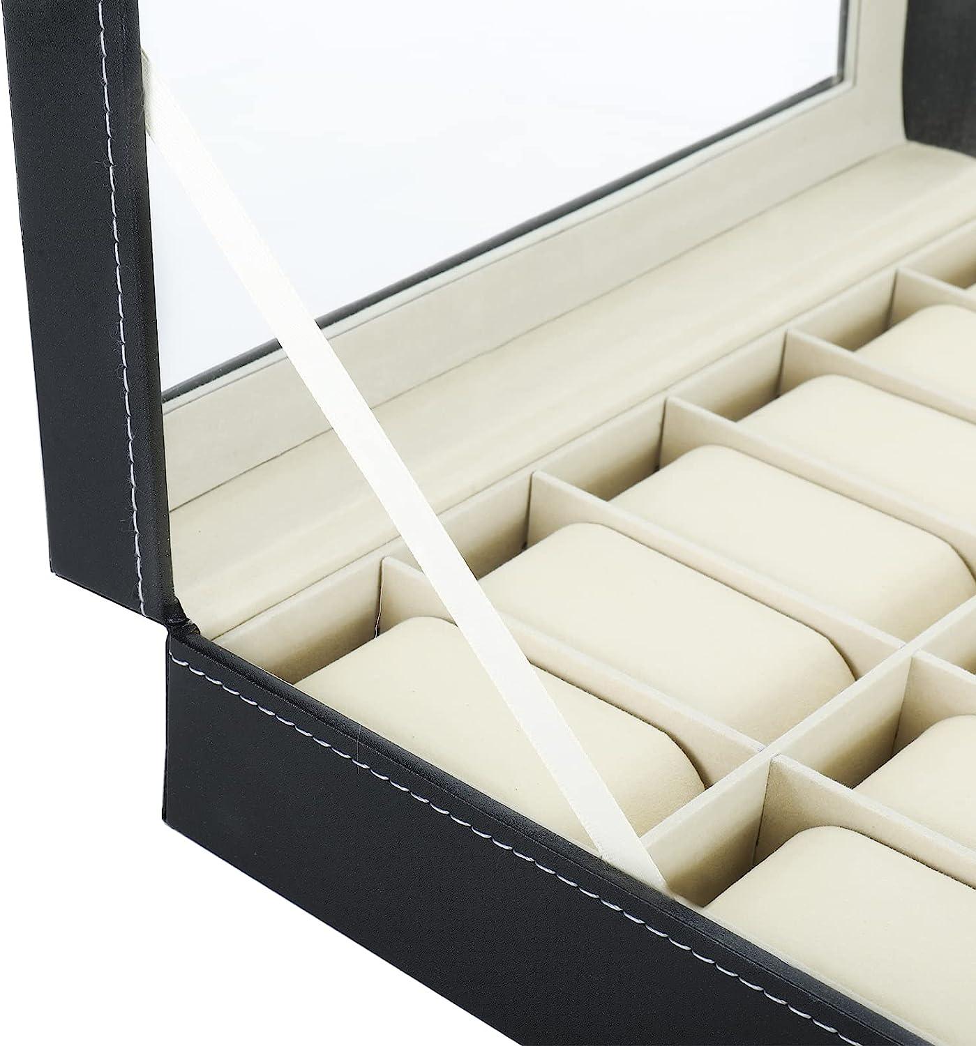 StorageMart 12 Slot watch storage box with PU Leather pillow | 30.5 x 20 x 7.5 cm | Black - StorageMart