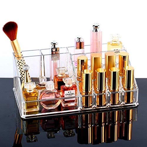 StorageMart 16 Grid Acrylic Lipstick Holder Stand Organizer Cosmetic Organizer, 8.5 X 6.5 X 3.2 Inch, Transparent - StorageMart