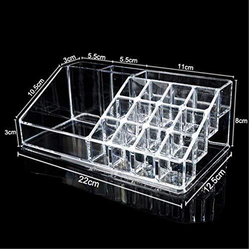 StorageMart 16 Grid Acrylic Lipstick Holder Stand Organizer Cosmetic Organizer, 8.5 X 6.5 X 3.2 Inch, Transparent - StorageMart