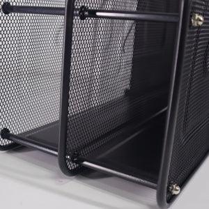 StorageMart 2 Layer Metal mesh Magazine Document Holder File Rack, 35.5 X 28.5 X 16 cm, Black - StorageMart