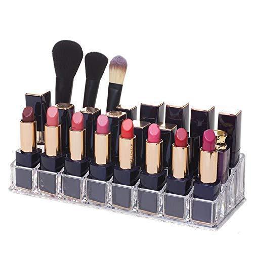 StorageMart 24 Grid Clear Acrylic Lipstick, Cosmetic Organizer, 22 X 9 X 5 CM, Transparent - StorageMart