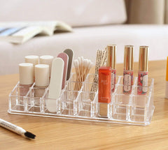 StorageMart 24 Grid Clear Acrylic Lipstick, Cosmetic Organizer, 22 X 9 X 5 CM, Transparent - StorageMart