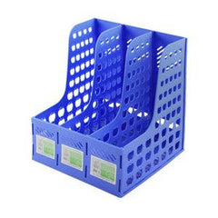 StorageMart 3 Compartment Plastic Apple Shape File Paper Magazine Rack Holder, 31.3 X 23.5 X 26.6 cm, Blue - StorageMart