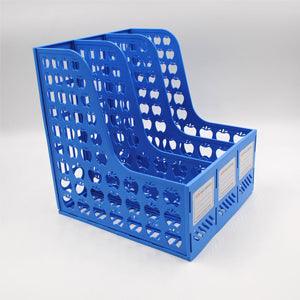 StorageMart 3 Compartment Plastic Apple Shape File Paper Magazine Rack Holder, 31.3 X 23.5 X 26.6 cm, Blue - StorageMart