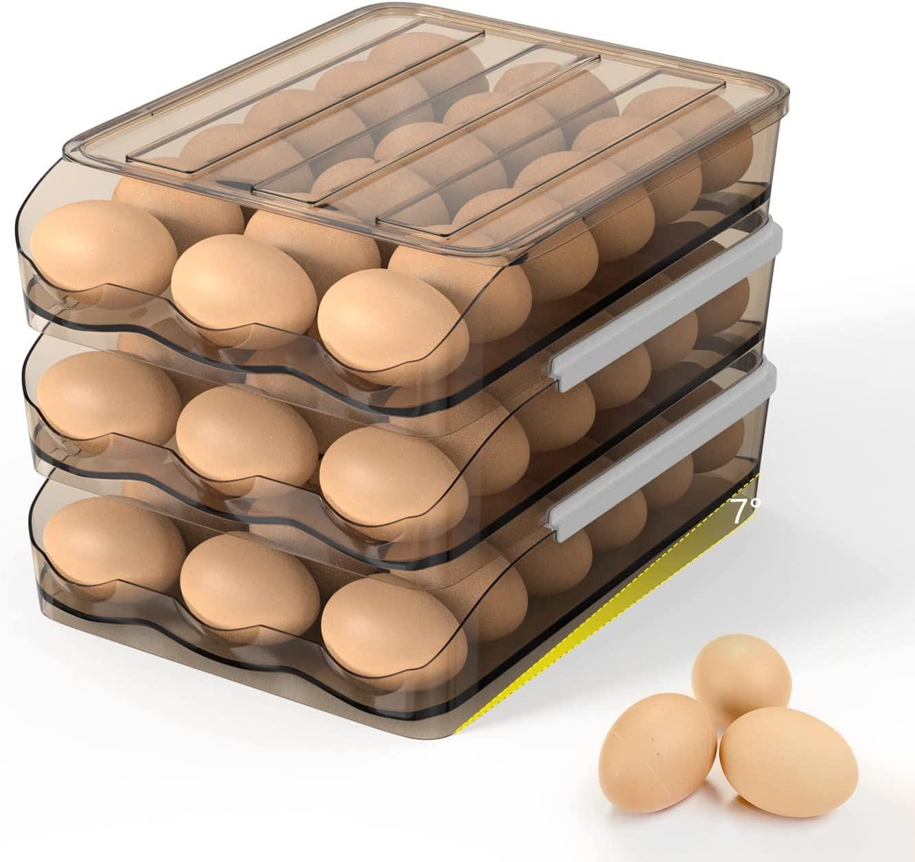 StorageMart 3 Layer Egg Storage Box Refrigerator Automatic Rolling Egg Container |21 x 21.5 x 28.4 |Plastic - StorageMart