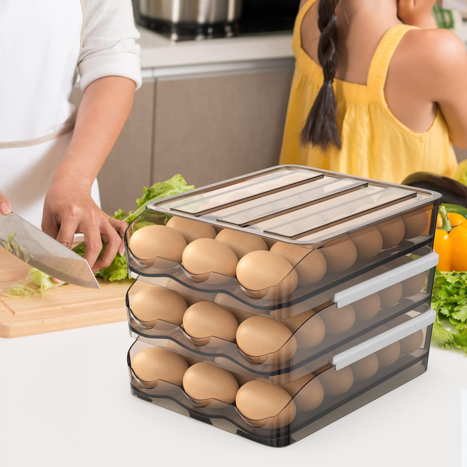 StorageMart 3 Layer Egg Storage Box Refrigerator Automatic Rolling Egg Container |21 x 21.5 x 28.4 |Plastic - StorageMart