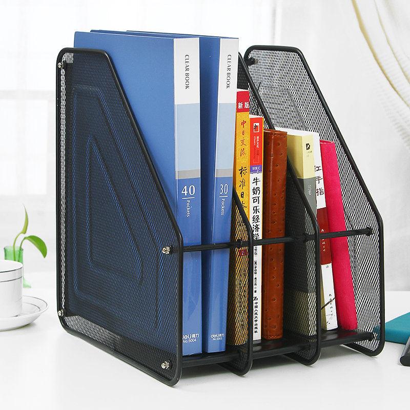 StorageMart 3 Layer Metal Mesh Magazine Document Holder File Rack, 35.5 X 28.5 X 25 cm, Black - StorageMart