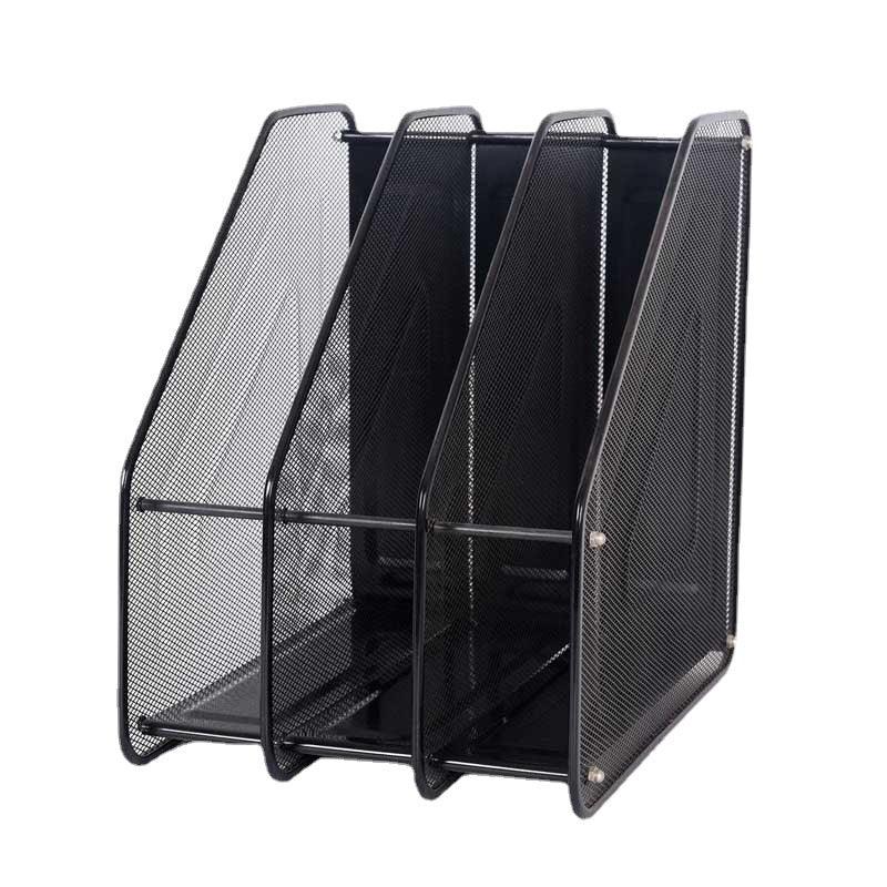 StorageMart 3 Layer Metal Mesh Magazine Document Holder File Rack, 35.5 X 28.5 X 25 cm, Black - StorageMart