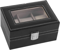 StorageMart 3 Slot Watch Storage Box Leather Box Jewelry Storage Organizer Storage Case For Men & Women, 15.8 X 11 X 8 CM, Black - StorageMart