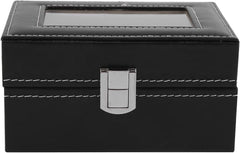 StorageMart 3 Slot Watch Storage Box Leather Box Jewelry Storage Organizer Storage Case For Men & Women, 15.8 X 11 X 8 CM, Black - StorageMart