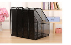 StorageMart 4 Layer Multipurpose Metal Mesh Document Holder, 32 X 28.5 X 35.5 cm, Black - StorageMart