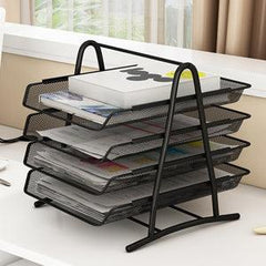 StorageMart 4-Tier Metal File/Documents/Letters/A4 Size Files Rack,31.3 X 28.5 X 30 cm, Black - StorageMart