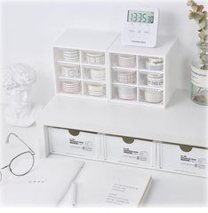 StorageMart 6 Grid Mini Plastic Multipurpose Drawer Storage Box, 12 X 12.3 X 10 CM, White - StorageMart