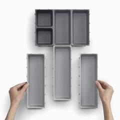 StorageMart 7-Piece Cutlery storage organizer set | Plastic | Grey - StorageMart