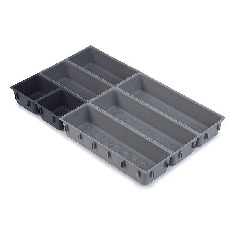 StorageMart 7-Piece Cutlery storage organizer set | Plastic | Grey - StorageMart