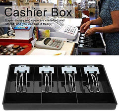 StorageMart ABS Cash Drawer, 4 Cash and 3 Coin Compartment, Cashier Storage Safe Box | 32.2 X 3.5 X 24.5 cm | Black - StorageMart