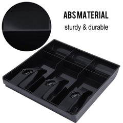 StorageMart ABS Plastic Cash Drawer 3 Bills 3 Coins ABS Cashier Storage Box For Super Markets, 9.6 X 9.6 X 1.4 Inch,Black - StorageMart