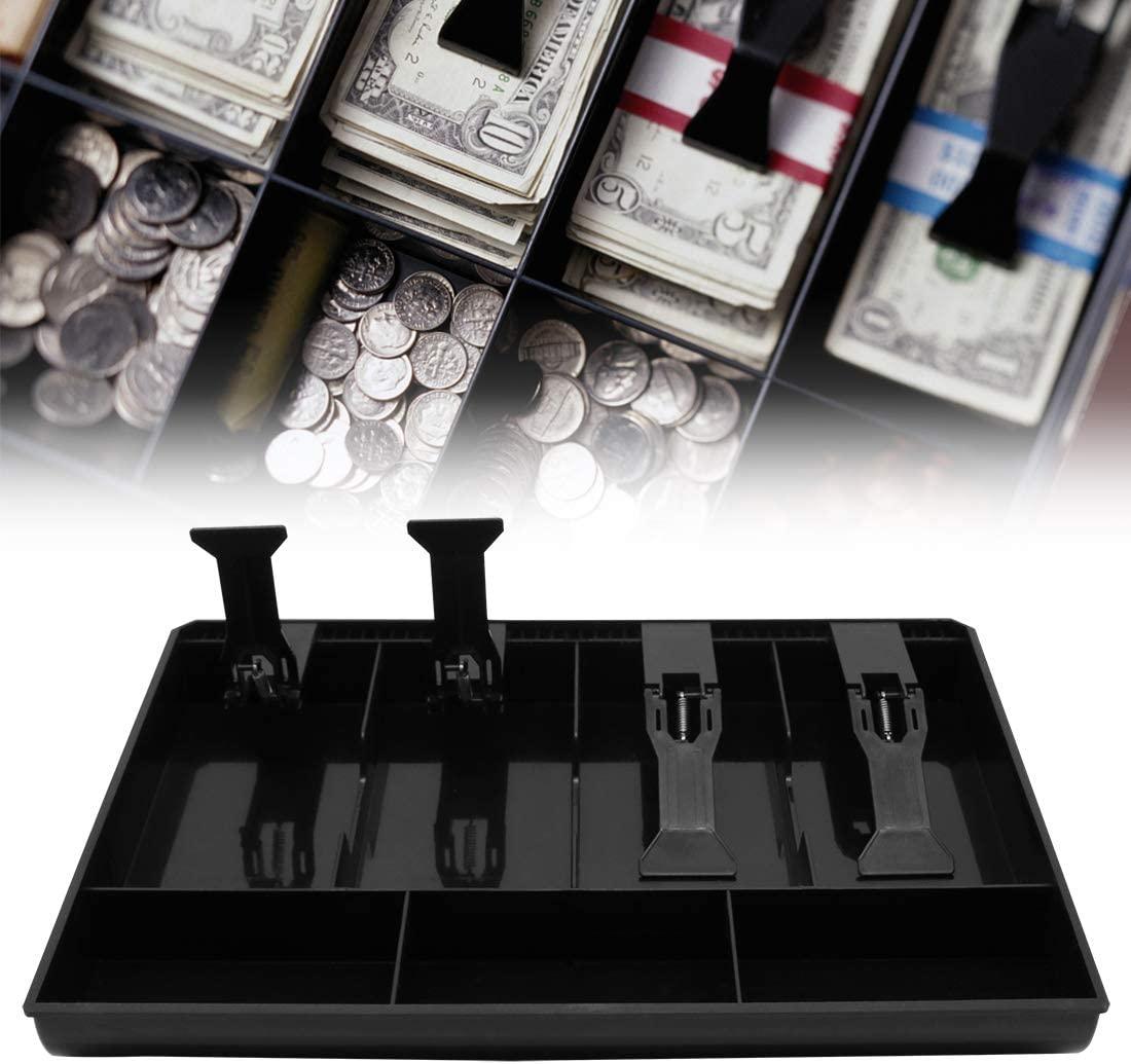 StorageMart ABS Plastic Cash Drawer, 4 Cash and 3 Coin Organizer for Supermarket, 32.2 X 3.5 X 24.5 CM, Black - StorageMart