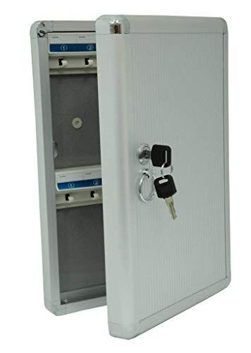 StorageMart Aluminium Safe Lock Cabinet with Wall Mount (24 Key Hooks), 27.5 x 5.5 x 32.5 cm, Silver - StorageMart