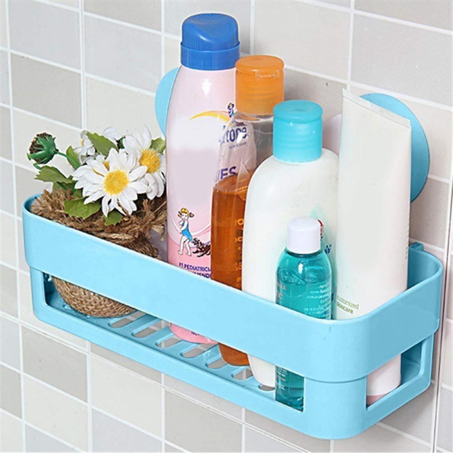 StorageMart Bathroom Wall Mounted Plastic Shelf Storage Shelves Rack with Vacuum Suction Cup, 22.5 X 13.6 X 7.3 cm, Multi-Colour - StorageMart