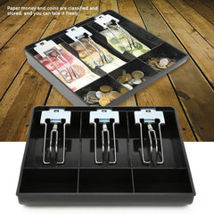 StorageMart Cash Drawer Register Insert Tray 3 Bills 3 Coins Money Storage Box | 9.6 x 9.6 x 1.4 inch | Black - StorageMart