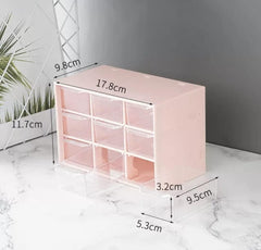 StorageMart Drawer Storage Box, Pink, 9 Grid, Rectangular, 4.72 x 7.08 x 3.93 inches - StorageMart