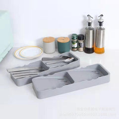 StorageMart Expandable kitchen drawer with knife, spoons, fork Oraganizer | 39.5 x 13 x 4 cm | Plastic | Grey - StorageMart