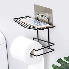 StorageMart Metal Toilet Paper and Mobile Holder, 18.5 X 10.5 X 14.5 cm, Black - StorageMart