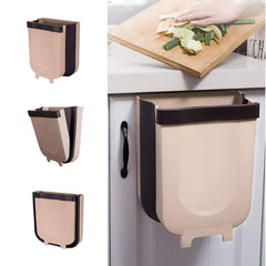 StorageMart Plastic Collapsible Foldable Hanging Kitchen Wall Mount Hanging Trash Organizer Garbage Bin | 29 x 14 x 25 cm | Brown - StorageMart