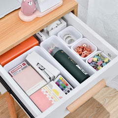 StorageMart plastic Interlocking Cutlery Drawer Desk Organizer (Dark White) - 8 Pieces - StorageMart