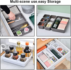 StorageMart plastic Interlocking Cutlery Drawer Desk Organizer (Dark White) - 8 Pieces - StorageMart