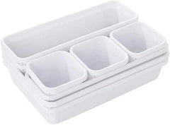 StorageMart plastic Interlocking Cutlery Drawer Desk Organizer (Dark White) - 8 Pieces - StorageMart