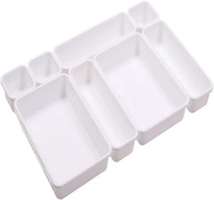 StorageMart plastic Interlocking Cutlery Drawer Desk Organizer (Dark White) - 8 Pieces - StorageMart