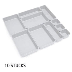 StorageMart plastic Interlocking Cutlery Drawer Desk Organizer (Dark White) - Set of 10 - StorageMart