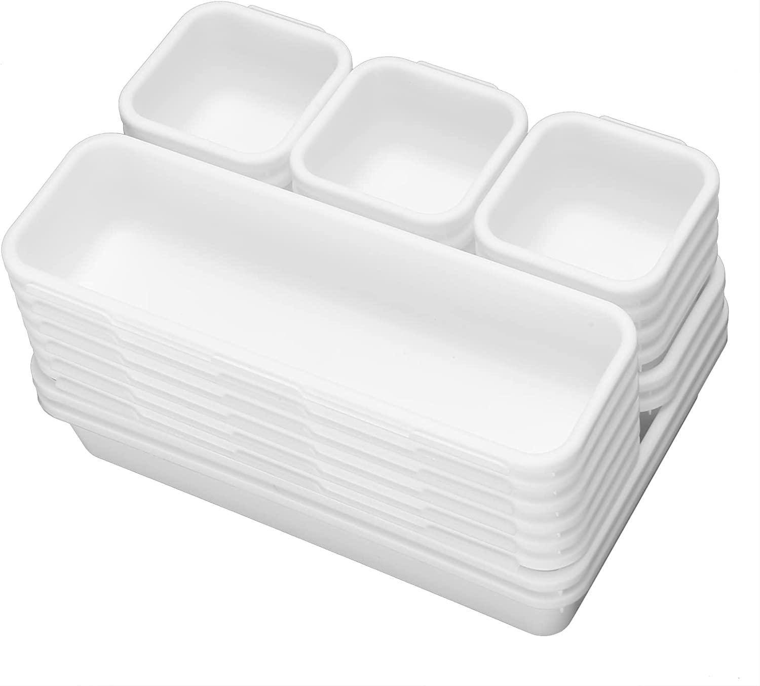 StorageMart plastic Interlocking Cutlery Drawer Desk Organizer (White) - Set of 22 - StorageMart