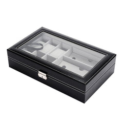 StorageMart PU Leather Sunglasses Box and Jewelry Display Case Organizer, 33 X 20 X 8 cm, Black - StorageMart