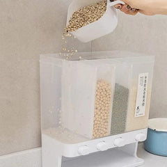 StorageMart Wall-Mounted Dry Food Storage Grains , Kitchen Storage Container | 30 x 14.5 x 31.5 Cm |White |Plastic - StorageMart